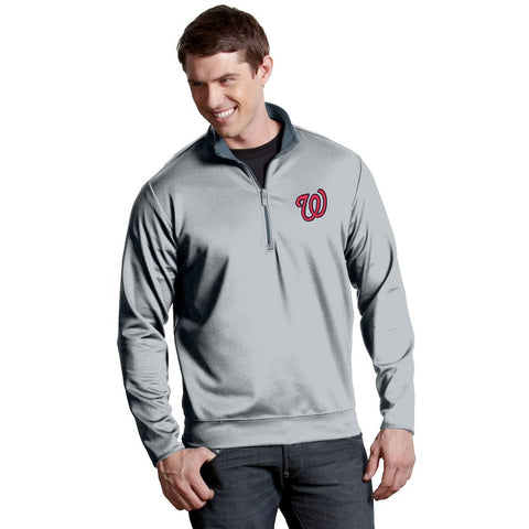 Washington Nationals Antigua Leader Quarter-Zip Pullover Jacket