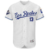 Salvador Perez Kansas City Royals Majestic Alternate Los Reales Flex Base Player Jersey with World Series Commemorative Patch - White