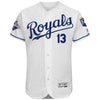 Salvador Perez Kansas City Royals Majestic Home Flex Base Player Jersey with World Series Commemorative Patch - White