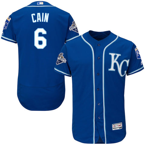 Lorenzo Cain Kansas City Royals Majestic Alternate Flex Base Player Jersey with World Series Commemorative Patch