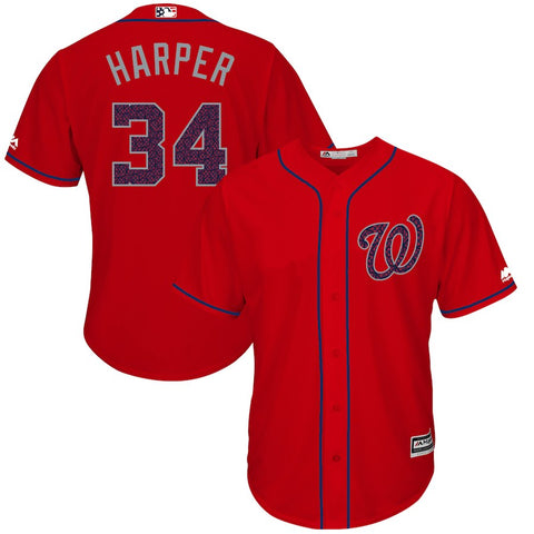 Bryce Harper Washington Nationals Majestic Fashion Stars & Stripes Cool Base Player Jersey - Scarlet