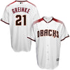 Zack Greinke Arizona Diamondbacks Majestic Youth Fashion Official Cool Base Player Jersey - White/Sedona Red