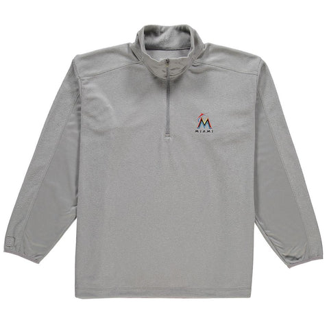 Miami Marlins Antigua Frost Micro Fleece Quarter-Zip Jacket - Silver