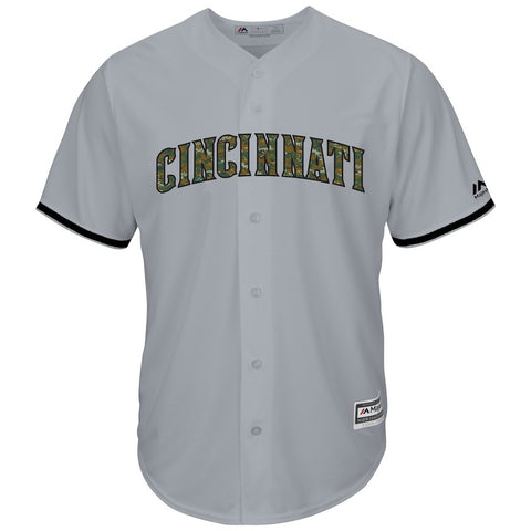Cincinnati Reds Majestic 2016 Fashion Memorial Day Cool Base Jersey - Gray