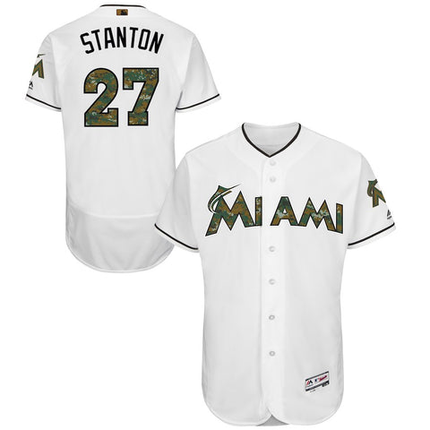 Giancarlo Stanton Miami Marlins Majestic Fashion 2016 Memorial Day Flex Base Jersey - White