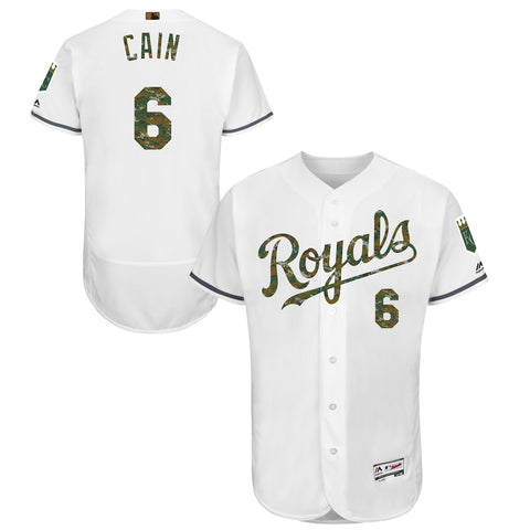 Lorenzo Cain Kansas City Royals Majestic Fashion 2016 Memorial Day Flex Base Jersey - White