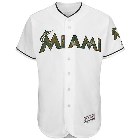 Miami Marlins Majestic Fashion 2016 Memorial Day Flex Base Team Jersey - White