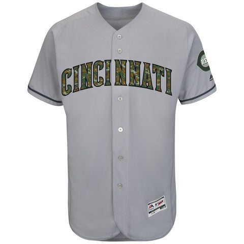 Cincinnati Reds Majestic Fashion 2016 Memorial Day Flex Base Team Jersey - Gray