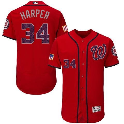 Bryce Harper Washington Nationals Majestic Fashion Stars & Stripes Flex Base Player Jersey - Scarlet