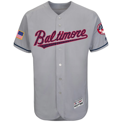 Baltimore Orioles Majestic Fashion Stars & Stripes Flex Base Jersey - Gray