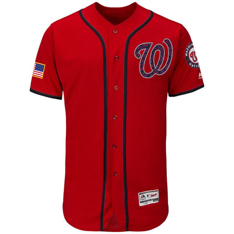 Washington Nationals Majestic Fashion Stars & Stripes Flex Base Jersey - Scarlet