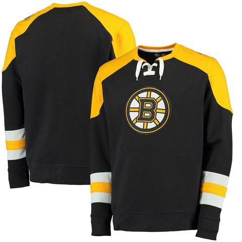Boston Bruins Majestic Centre Lace-Up Sweatshirt - Black