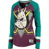 Anaheim Ducks Majestic Women's Vintage Hip Check Lacer Long Sleeve T-Shirt - Burgundy/Teal
