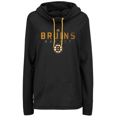 Boston Bruins Majestic Women's Trapezoid Pullover Hoodie - Black