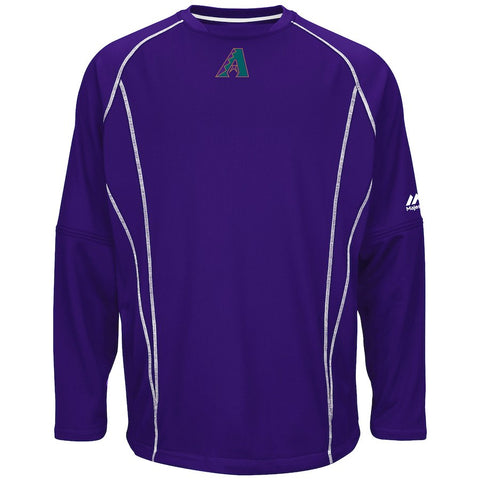Arizona Diamondbacks Majestic On-Field Long Sleeve Practice Fleece Pullover - Purple