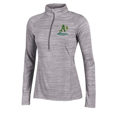 Oakland Athletics Under Armour Women's Space Tech 1/2-Zip Performance Pullover Sweatshirt - Heathered Gray