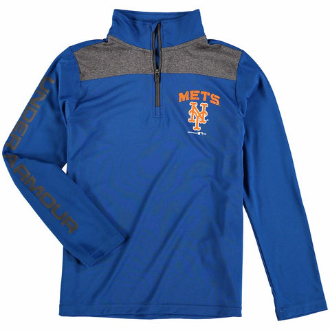 New York Mets Under Armour Youth Tech 1/4-Zip Performance Pullover Jacket - Royal