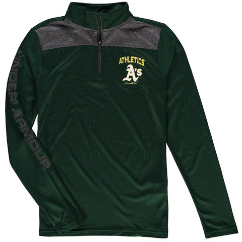 Oakland Athletics Under Armour Youth Tech Quarter-Zip Performance Pullover Jacket - Green