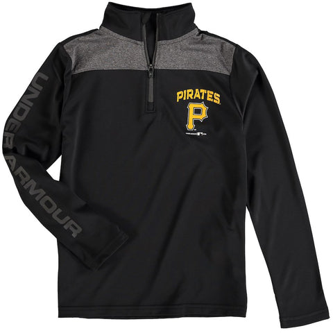 Pittsburgh Pirates Under Armour Youth Tech 1/4-Zip Performance Pullover Jacket - Black