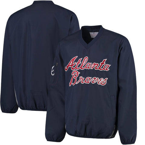 Atlanta Braves G-III Sports by Carl Banks Gridiron V-Neck Pullover Jacket - Navy