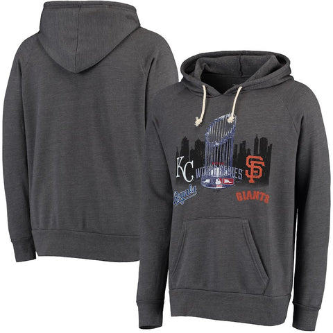 Kansas City Royals vs. San Francisco Giants Majestic Threads 2014 World Series Match-Up Tri-Blend Pullover Hoodie - Gray