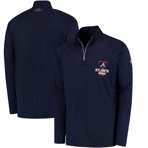 Atlanta Braves Under Armour Tech Quarter-Zip Performance Pullover Jacket - Navy