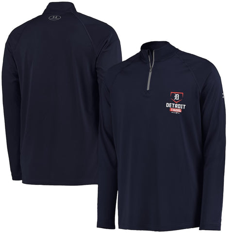 Detroit Tigers Under Armour Tech Quarter-Zip Performance Pullover Jacket - Navy