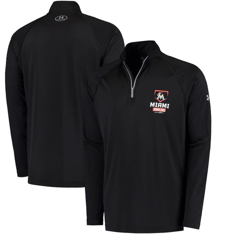 Miami Marlins Under Armour Tech Quarter-Zip Performance Pullover Jacket - Black