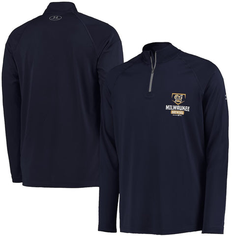 Milwaukee Brewers Under Armour Tech Quarter-Zip Performance Pullover Jacket - Navy