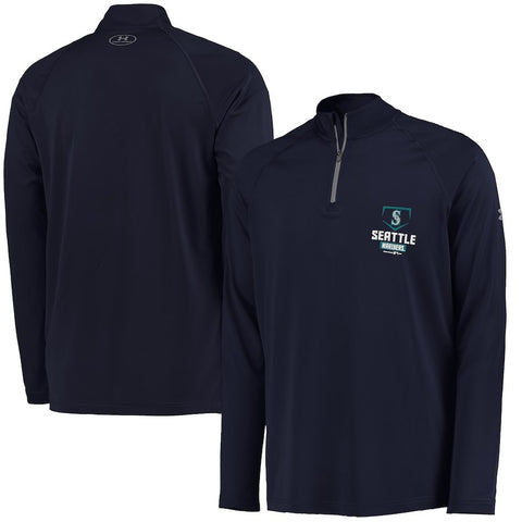 Seattle Mariners Under Armour Tech Quarter-Zip Performance Pullover Jacket - Navy