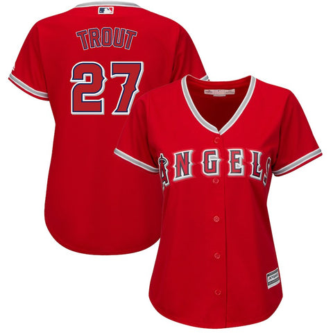 Mike Trout Los Angeles Angels Majestic Women's Plus Size Alternate Cool Base Player Jersey - Scarlet