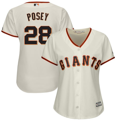 Buster Posey San Francisco Giants Majestic Women's Plus Size Home Cool Base Player Jersey - Tan