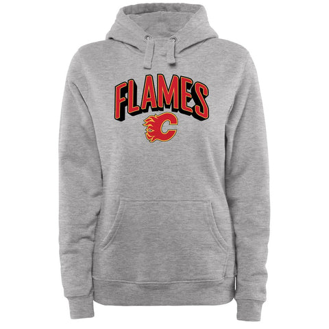 Calgary Flames Women's ThreeDee Pullover Hoodie - Ash