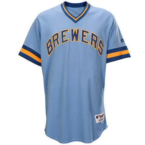 Milwaukee Brewers Majestic 1976 Turn Back the Clock Authentic Team Jersey - Light Blue