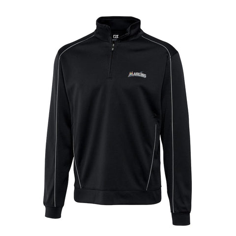 Miami Marlins Cutter & Buck Half-Zip DryTec Edge Pullover Jacket