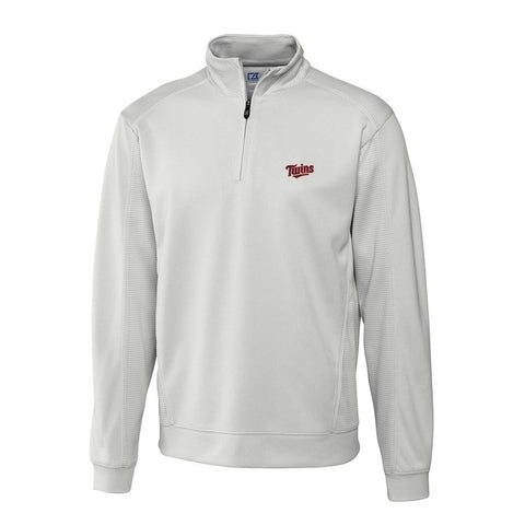 Minnesota Twins Cutter & Buck Half-Zip DryTec Edge Pullover Jacket - Natural
