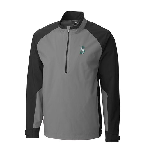 Seattle Mariners Cutter & Buck Summit WeatherTec Half-Zip Pullover Jacket/Black