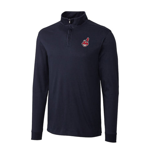 Cleveland Indians Cutter & Buck Belfair Half-Zip Pullover Jacket - Navy