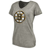 Boston Bruins Women's Distressed Team Primary Logo V-Neck Tri-Blend T-Shirt