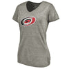 Carolina Hurricanes Women's Distressed Team Primary Logo V-Neck Tri-Blend T-Shirt