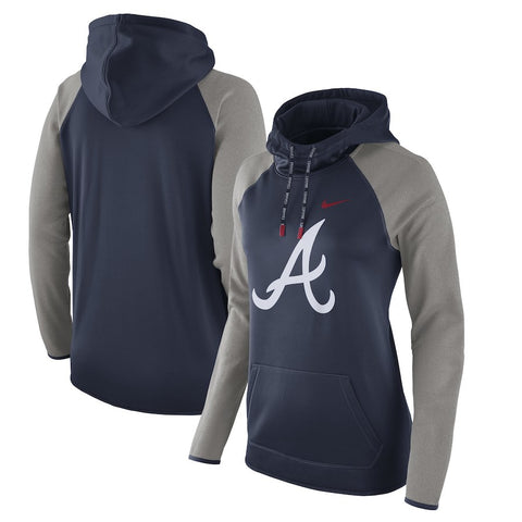 Atlanta Braves Women's Performance Pullover Hoodie - Navy/Heathered Gray