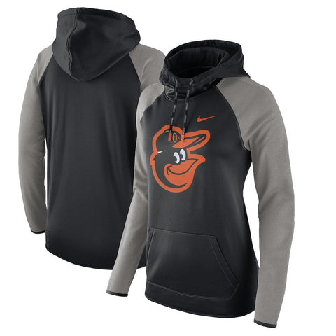 Baltimore Orioles Women's Performance Pullover Hoodie - Black/Heathered Gray