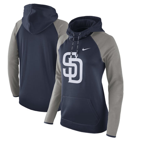 San Diego Padres Women's Performance Pullover Hoodie - Navy/Heathered Gray