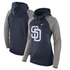 San Diego Padres Women's Performance Pullover Hoodie - Navy/Heathered Gray