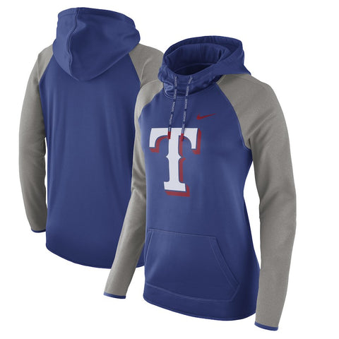 Texas Rangers Women's Performance Pullover Hoodie - Royal/Heathered Gray