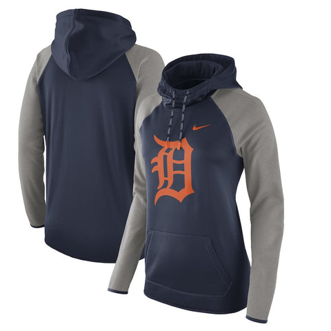 Detroit Tigers Women's Performance Pullover Hoodie - Navy/Heathered Gray