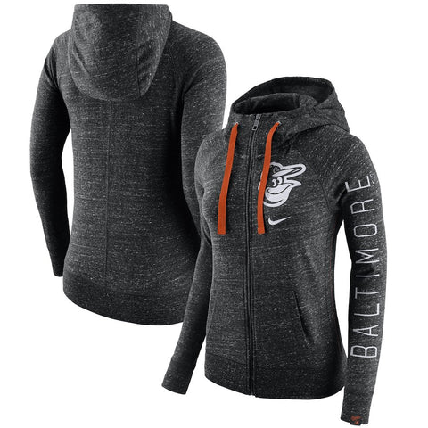 Baltimore Orioles Women's Vintage Full-Zip Hoodie - Heather Black