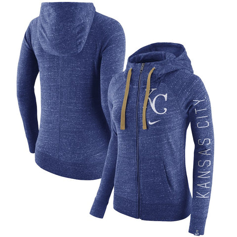 Kansas City Royals Women's Vintage Full-Zip Hoodie - Heather Royal