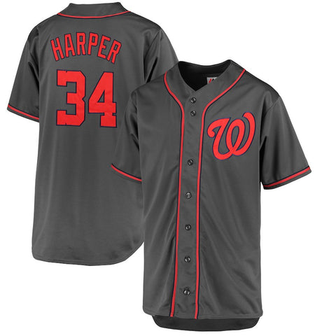 Bryce Harper Washington Nationals Majestic Fashion Big & Tall Player Jersey - Charcoal