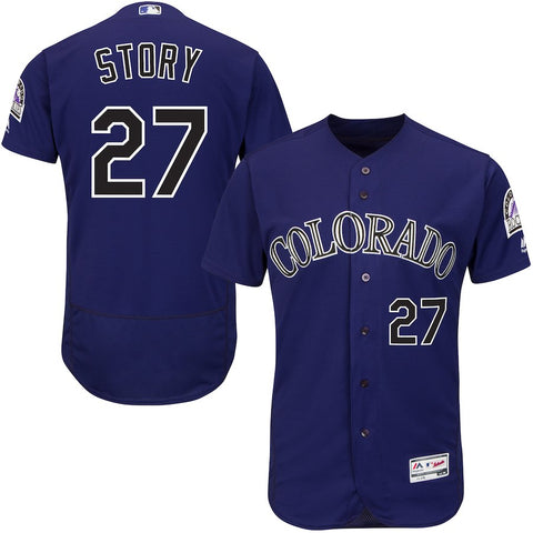 Trevor Story Colorado Rockies Majestic Alternate Flex Base Authentic Collection Player Jersey - Purple